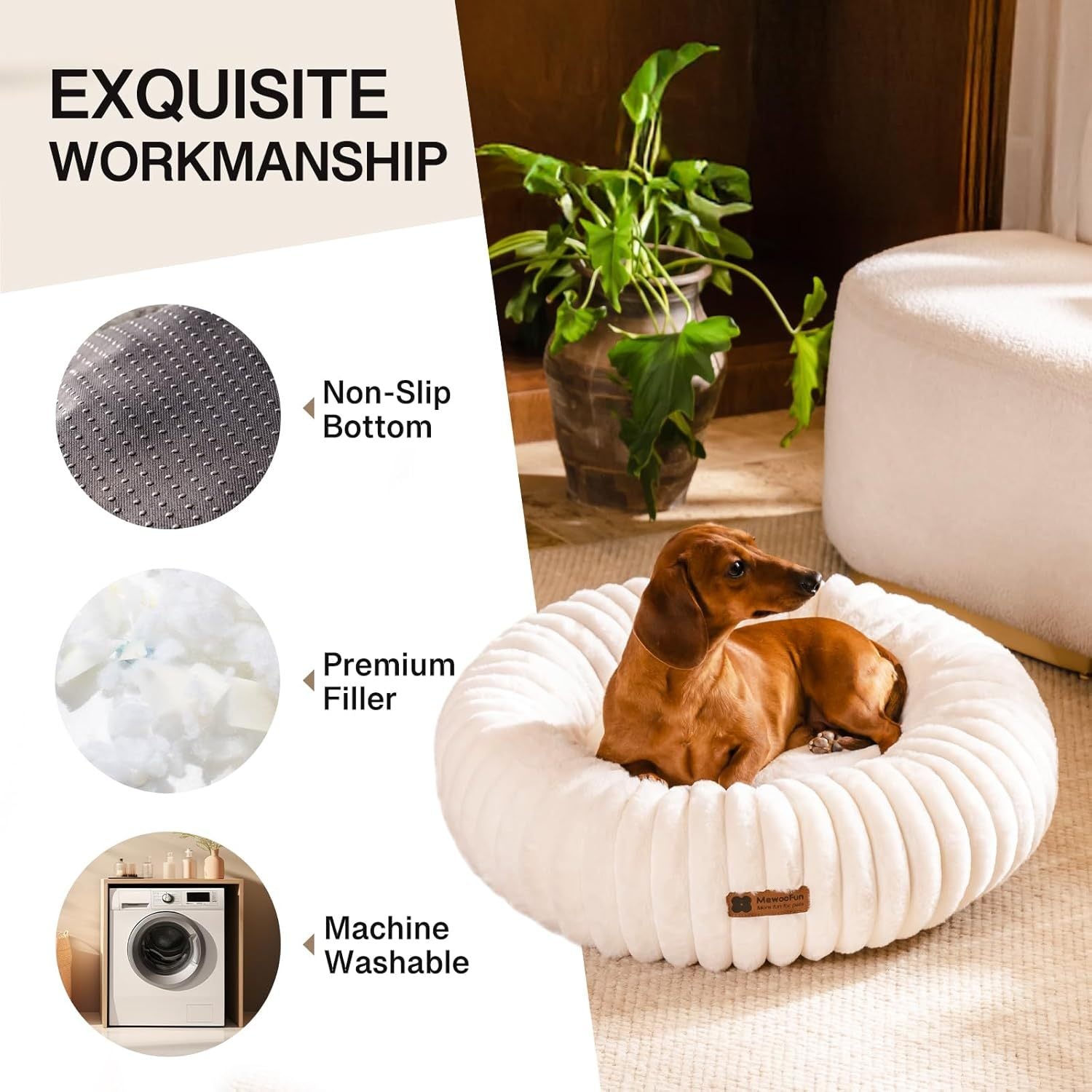Luxury Plush Donut Bed – Comfy Haven for Dogs and Cats