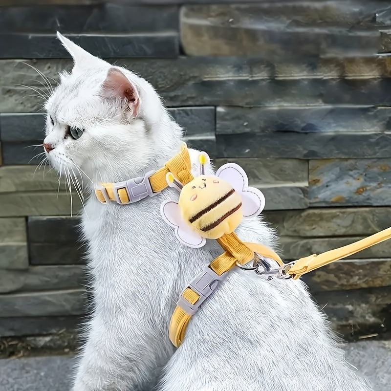 Soft & Secure Cat Harness with Bee Charm