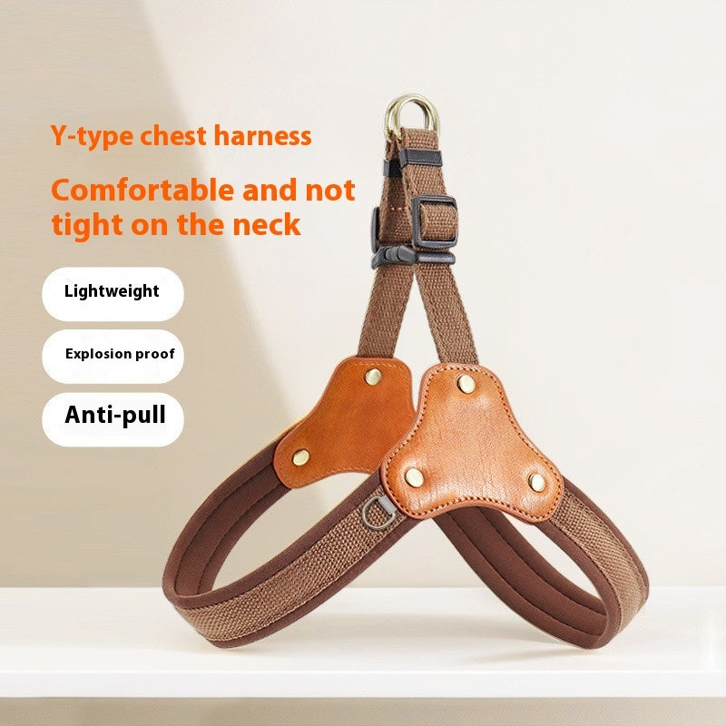 Durable Comfort-Fit Dog Harness with Leather Touch