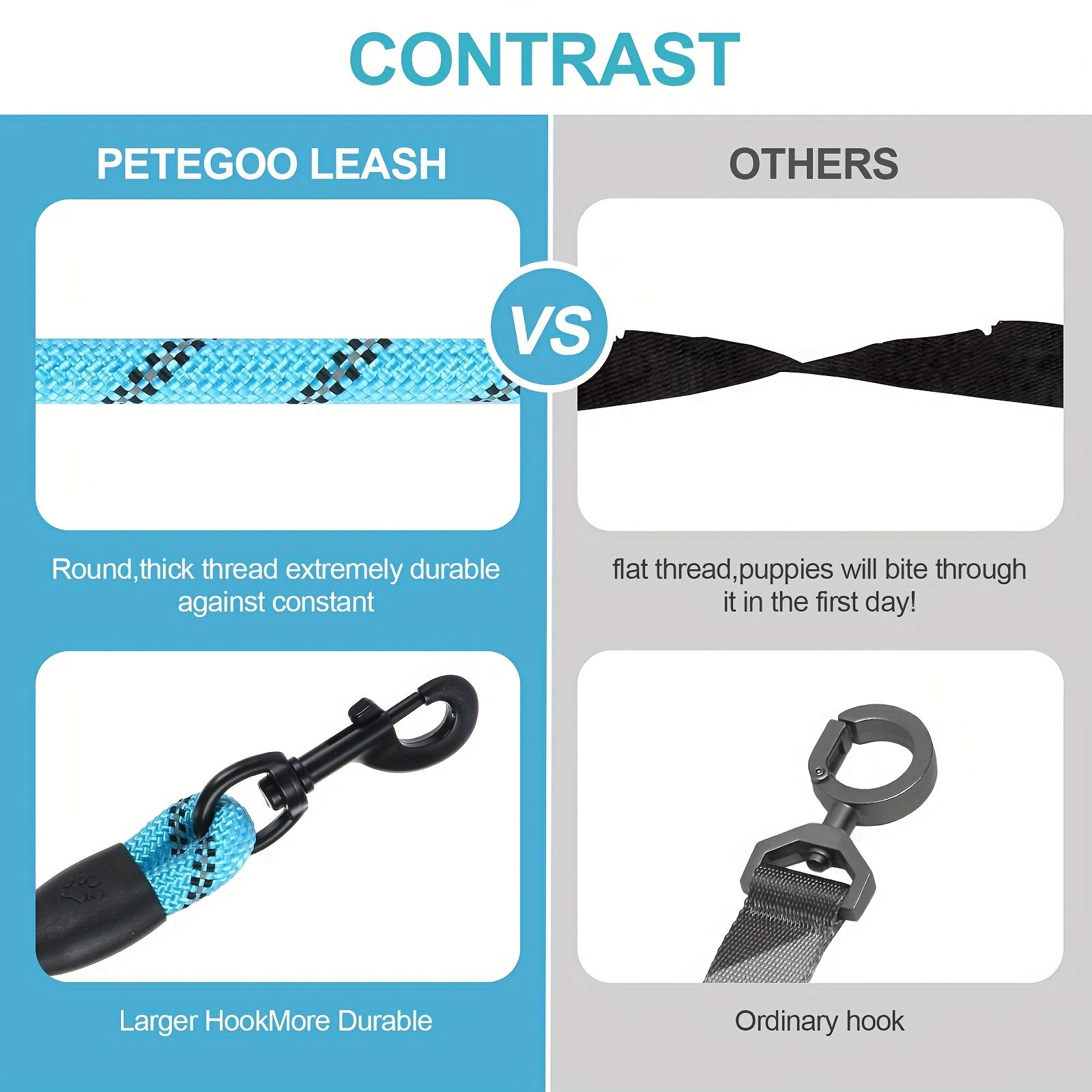 ProGrip Reflective 5-ft Long Rope Leash for Dogs