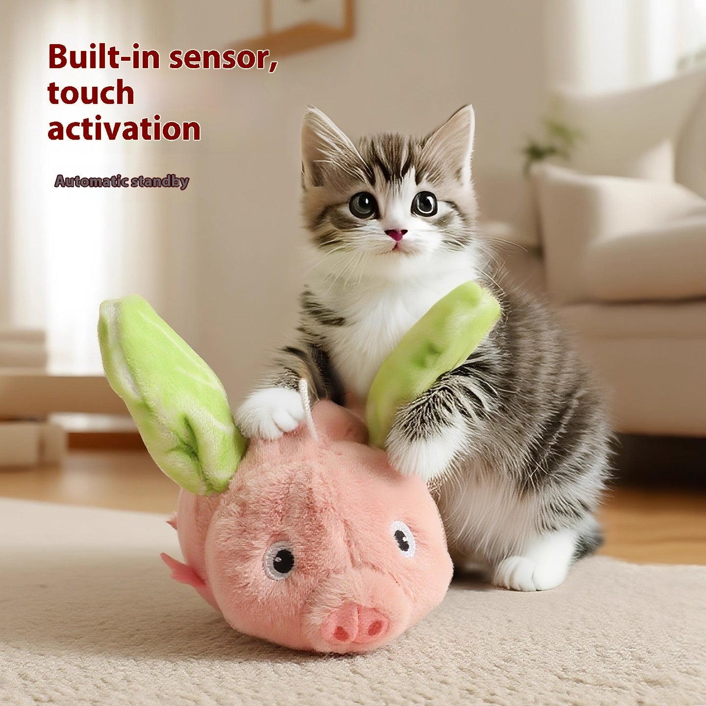Self-Moving Pig Cat Toy with Sound